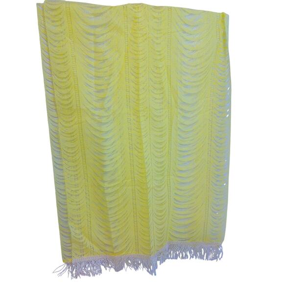 Vintage Ex Cell 3 Way Cafe Austrian Style Yellow Fringe Curtains Set of 3 READ - Picture 1 of 7